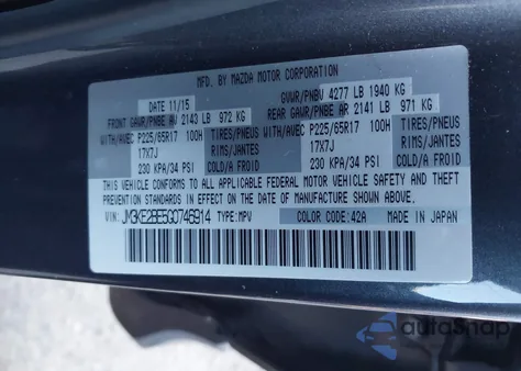 2016 Mazda Cx-5 Sport from USA, damaged, VIN JM3KE2BE5G0746914